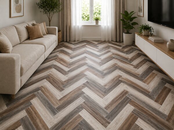 Linoleum Model Parchet Venice 961, Latime 200 cm, Gri Bej 2 x 15 m