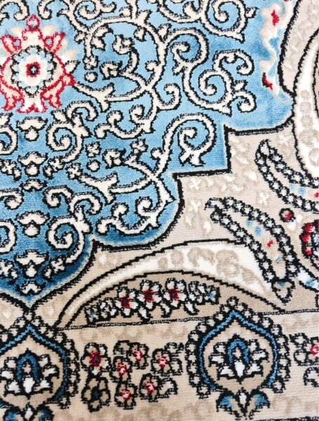 Covor Clasic Queen 10220, Model Oriental, Albastru Turcoaz 80x150