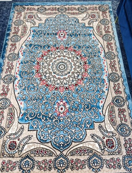 Covor Clasic Queen 10220, Model Oriental, Albastru Turcoaz 80x150