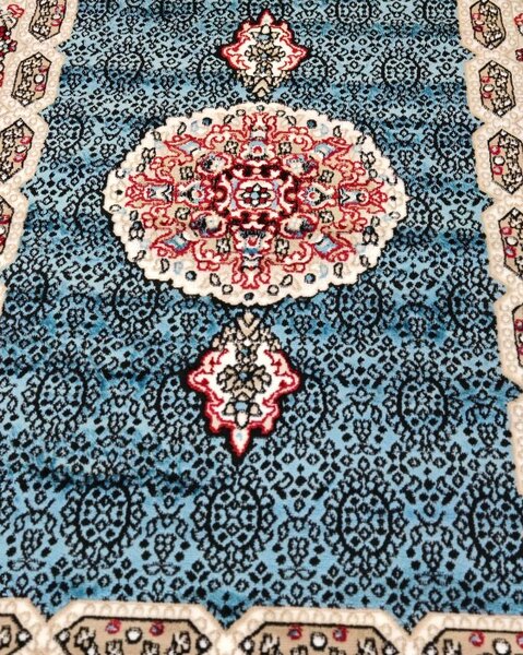 Covor Clasic Queen 12165, Model Oriental, Turcoaz 80x150
