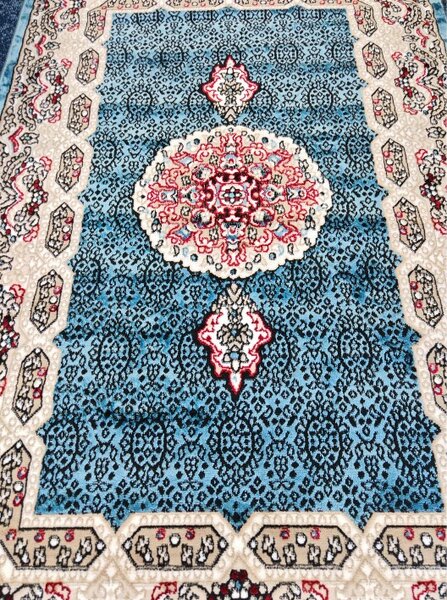 Covor Clasic Queen 12165, Model Oriental, Turcoaz 80x150