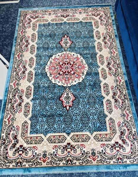 Covor Clasic Queen 12165, Model Oriental, Turcoaz 80x150