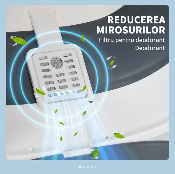 PawHut Litieră Pisici cu Paletă și Deodorant, Design Pliabil, 52x41x38 cm, Alb și Gri | Aosom Romania