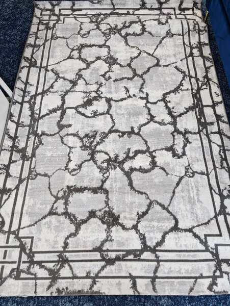 Covor Frida 10457, Fabricat în Uzbekistan, Elegant pentru Living și Dormitor, Gri 50x80