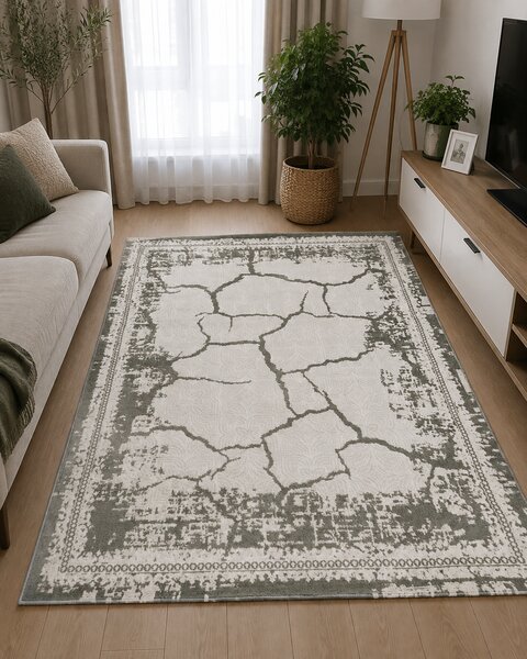 Covor Frida 08912, Fabricat în Uzbekistan, Elegant pentru Living și Dormitor, Gri 50x80