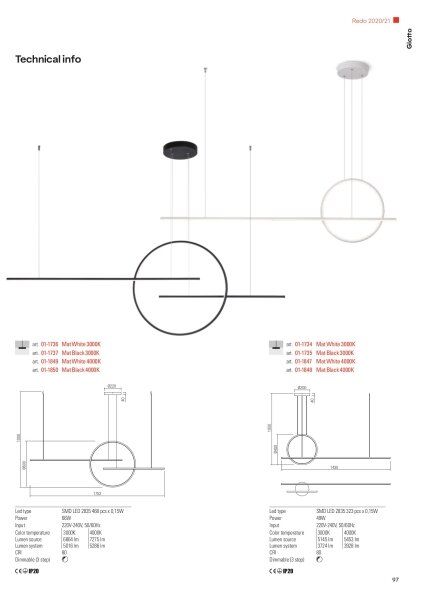 Lustră LED dimabilă pe cablu Redo 01-1735 GIOTTO LED/46W/230V negru