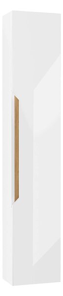 Kielle Oudee - Dulap suspendat înalt 25x16x130 cm, alb lucios/stejar închis 50202020