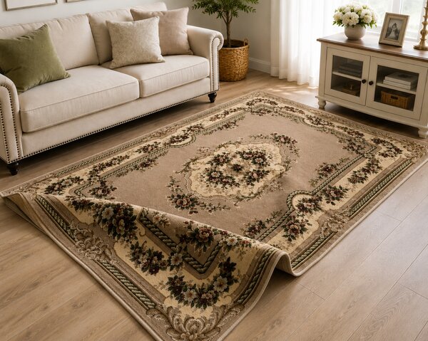 Covor Sufragerie Dormitor, Model Clasic 575 110, Bej Dreptunghi, 80x200