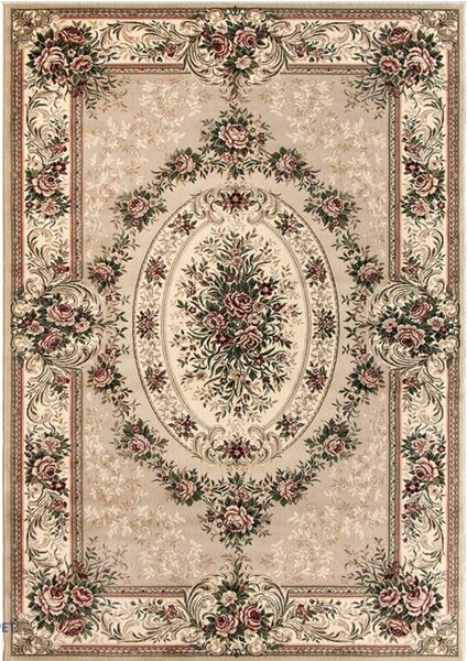 Covor Clasic Sufragerie, Model Lotos 1529 110, Bej Dreptunghi, 80x150