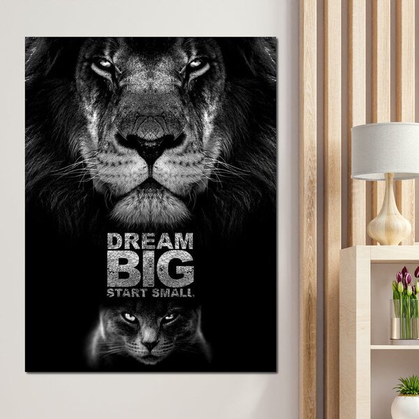 Tablou Canvas Premium LuxCanva® F1028, De la Mic la Legendar , Leu, Pisica, Evolutie, Vis, Realitate, Living Room, Birou, Culori vibrante