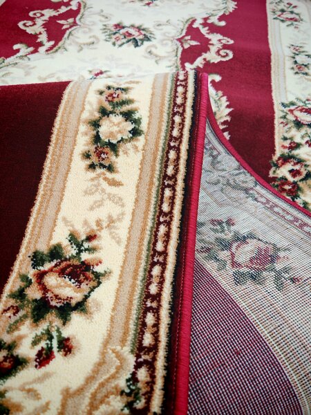 Traversa Hol, Model Lotos 574 210, Festonata la capete, Latime 100 cm, Rosu Grena 100 x 300
