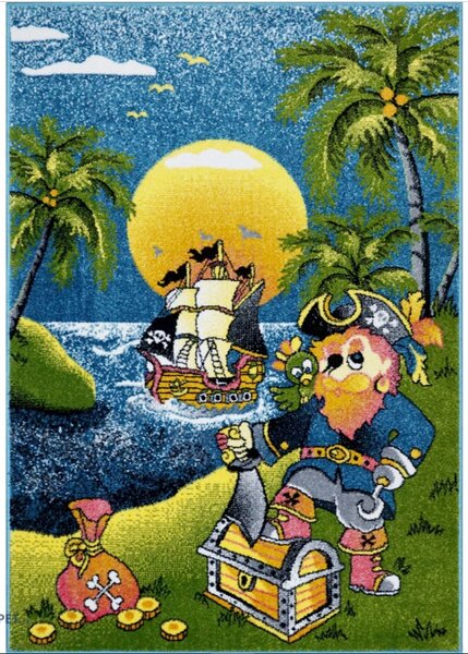 Covor Copii, Model Pirati 11059 180, Covor Copii, Multicolor Multicolor, Dreptunghi, 120x170