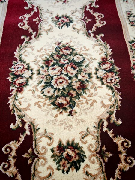 Traversa Hol, Model Lotos 574 210, Festonata la capete, Latime 100 cm, Rosu Grena 100 x 300
