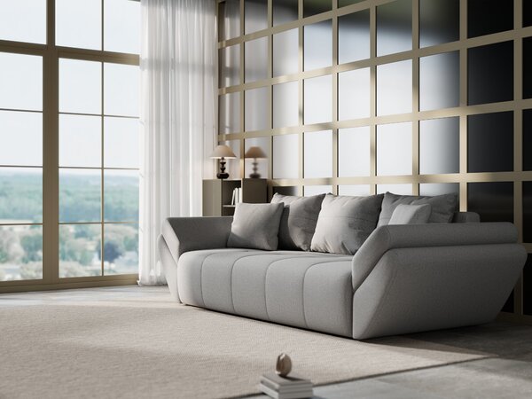 Canapea extensibilă dumonde cu ladă de depozitare si sezut confortabil din spuma high-density, Berlin Enjoy Grey 250x100 cm
