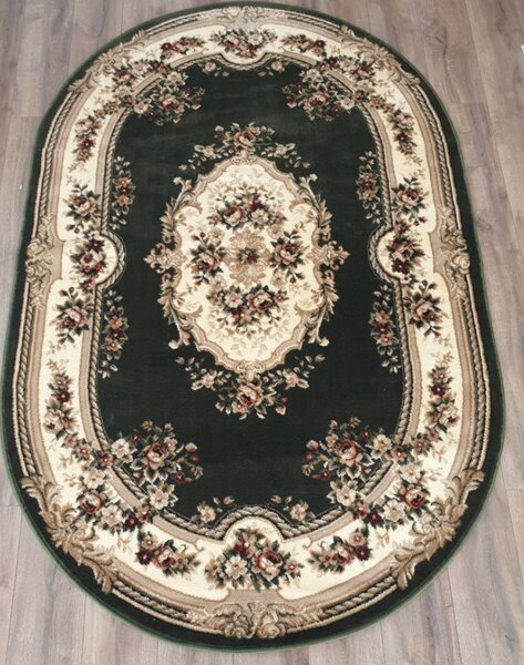 Covor Clasic Sufragerie, Model Lotos 575-310 Oval, Crem Verde Verde, Oval, 80x200