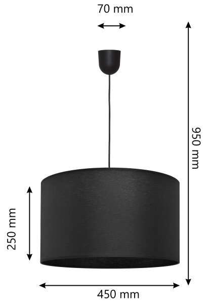 Lustră pe cablu ALBA 1xE27/15W/230V d. 45 cm neagră