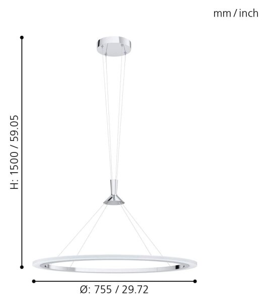 Eglo 98427 - Lustră LED RGB dimabilă pe cablu HORNITOS-C LED/37W/230V + telecomandă