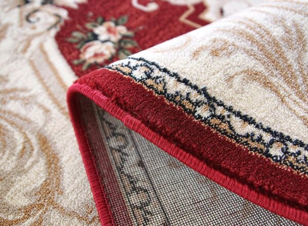 Covor Living Dormitor, Model Lotos 535, Covor Oval, Crem Rosu Rosu, Oval, 60x110