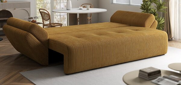 Canapea extensibilă dumonde cu ladă de depozitare Berlin Zoom Mustar 250x100 cm