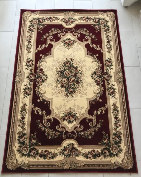 Covor Clasic Sufragerie, Model Lotos 574 210, Rosu Rosu, Dreptunghi, 120x200