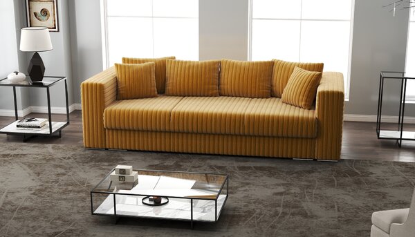 Canapea extensibilă dumonde cu ladă de depozitare Gloria Ambience Mustar 240x100 cm