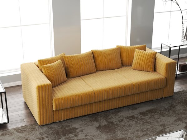 Canapea extensibilă dumonde cu ladă de depozitare Gloria Ambience Mustar 240x100 cm