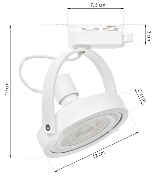 Spot pentru sistem pe șine 1xAR111 GU10/25W/230V LUGAR