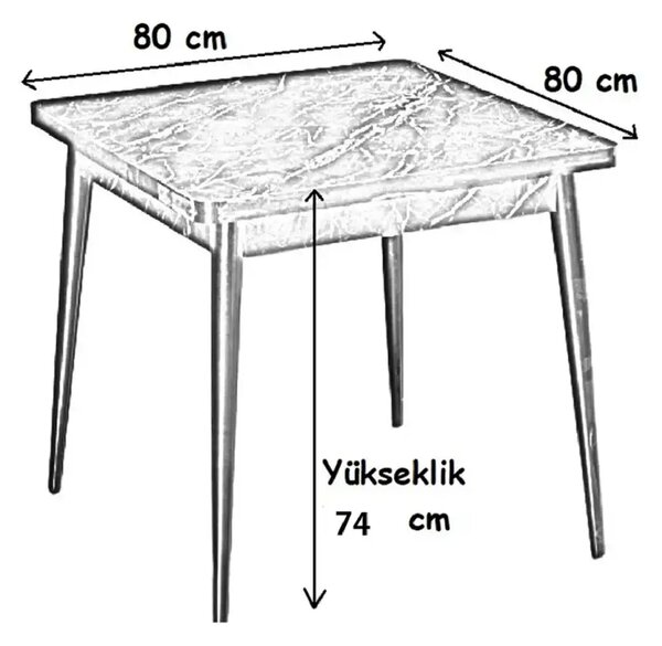 Masa bucatarie Brigitte, patrat, culoare nuc, 80 cm