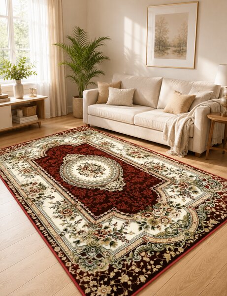 Covor Living Dormitor, Model Clasic 571 210, Rosu Rosu, Dreptunghi, 200x300