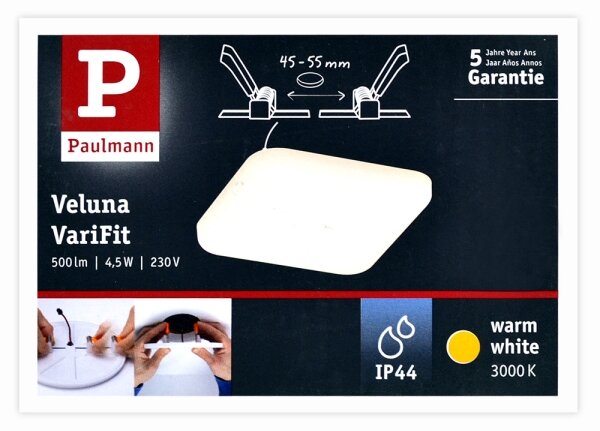 Paulmann 92393 - LED/4,5W IP44 Lampă încastată baie VARIFIT 230V
