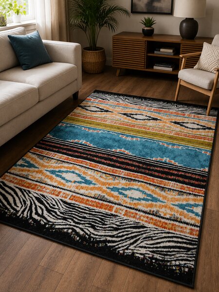 Covor Sufragerie Dormitor, Model Country 11335 140, Multicolor Multicolor, Dreptunghi, 67x130