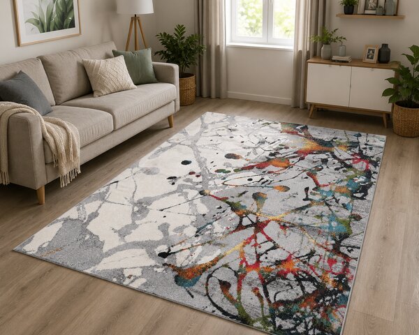 Covor Sufragerie, Model Abstract 11187 190, Gri Dreptunghi, 120x170, Gri