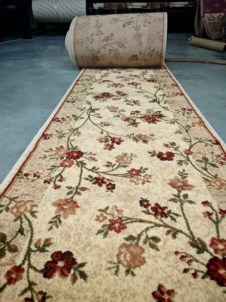 Traversa Hol, Model 551 100, Festonata la capete, Latime 60 cm, Crem Crem, Dreptunghi, 60 x 300