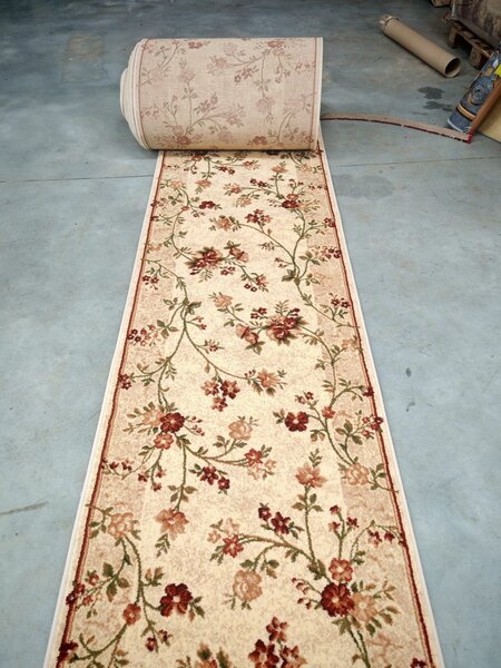 Traversa Hol, Model 551 100, Festonata la capete, Latime 60 cm, Crem Crem, Dreptunghi, 60 x 300