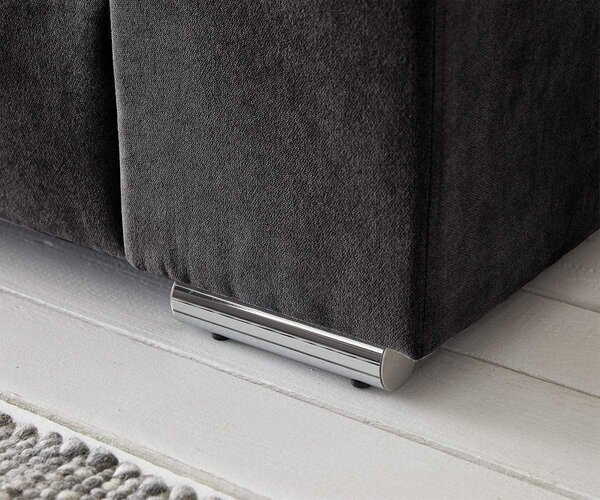 Canapea extensibilă dumonde cu ladă de depozitare si sezut confortabil din spuma high-density, Marbela Enjoy Black XXL 295x120 cm cu taburet inclus