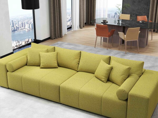 Canapea extensibilă dumonde cu ladă de depozitare si sezut confortabil din spuma high-density, Marbela Enjoy Green XXL 295x120 cm