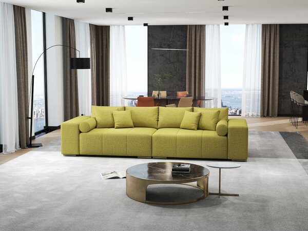 Canapea extensibilă dumonde cu ladă de depozitare si sezut confortabil din spuma high-density, Marbela Enjoy Green XXL 295x120 cm