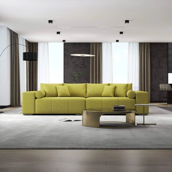 Canapea extensibilă dumonde cu ladă de depozitare si sezut confortabil din spuma high-density, Marbela Enjoy Green XXL 295x120 cm