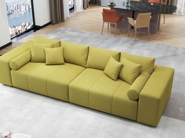 Canapea extensibilă dumonde cu ladă de depozitare si sezut confortabil din spuma high-density, Marbela Enjoy Green XXL 295x120 cm