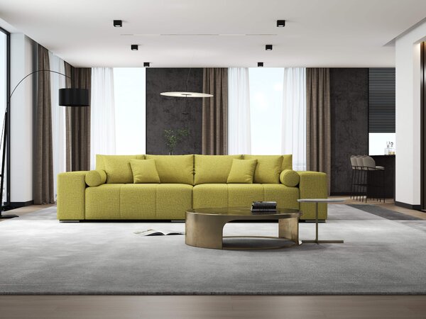 Canapea extensibilă dumonde cu ladă de depozitare si sezut confortabil din spuma high-density, Marbela Enjoy Green XXL 295x120 cm