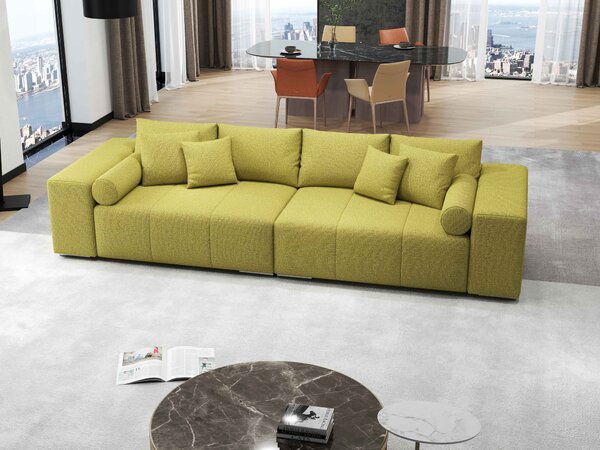 Canapea extensibilă dumonde cu ladă de depozitare si sezut confortabil din spuma high-density, Marbela Enjoy Green XXL 295x120 cm
