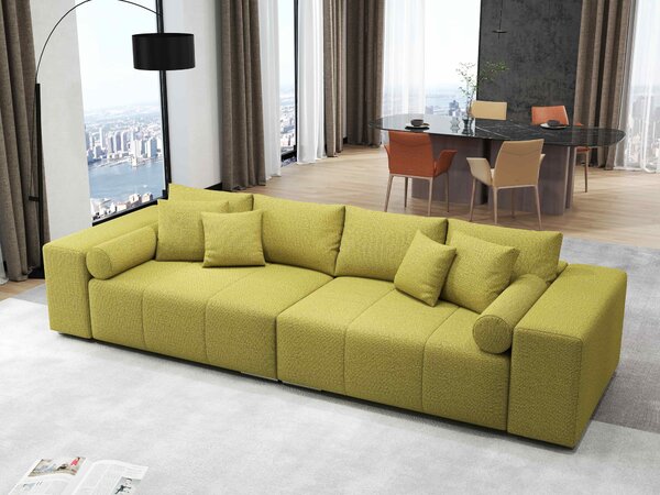Canapea extensibilă dumonde cu ladă de depozitare si sezut confortabil din spuma high-density, Marbela Enjoy Green XXL 295x120 cm