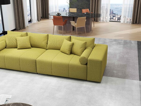 Canapea extensibilă dumonde cu ladă de depozitare si sezut confortabil din spuma high-density, Marbela Enjoy Green XXL 295x120 cm
