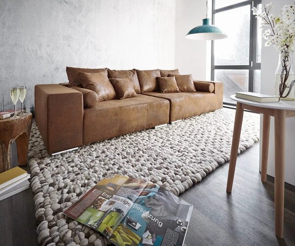 Canapea extensibilă dumonde cu ladă de depozitare si sezut confortabil din spuma high-density, Marbela Madagaskar Brown XXL 295x120 cm