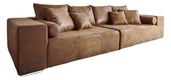 Canapea extensibilă dumonde cu ladă de depozitare si sezut confortabil din spuma high-density, Marbela Madagaskar Brown XXL 295x120 cm