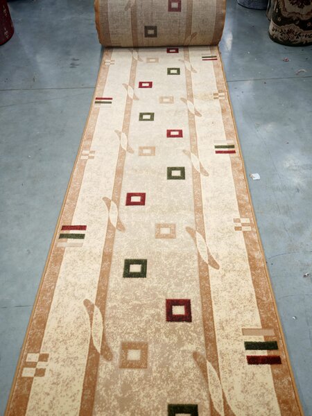 Traversa Hol, Model Lotos 579 110, Festonata la capete, Latime 60 cm, Crem Bej 60 x 200, Dreptunghi