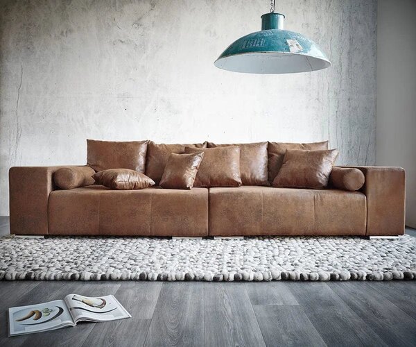 Canapea extensibilă dumonde cu ladă de depozitare si sezut confortabil din spuma high-density, Marbela Madagaskar Brown XXL 295x120 cm