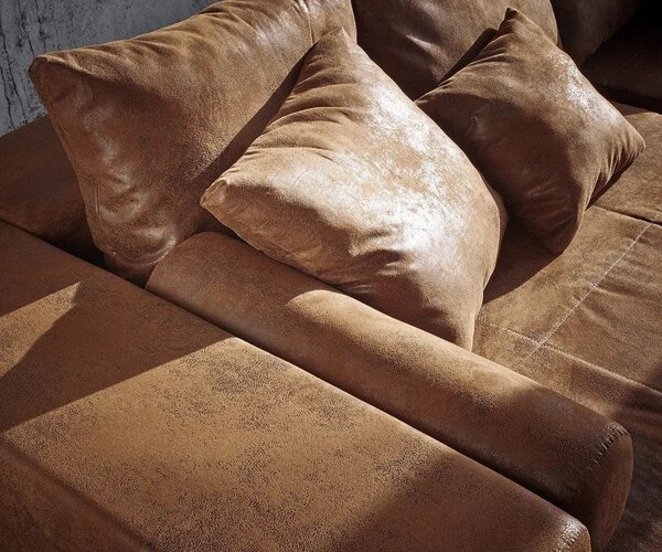 Canapea extensibilă dumonde cu ladă de depozitare si sezut confortabil din spuma high-density, Marbela Madagaskar Brown XXL 295x120 cm