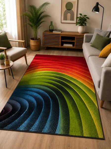 Covor Sufragerie, Model Spiral 11006 130, Multicolor Multicolor, Dreptunghi, 120x170