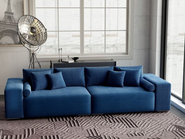 Canapea extensibilă dumonde cu ladă de depozitare si sezut confortabil din spuma high-density, Marbela Zoom Blue XXL 295x120 cm